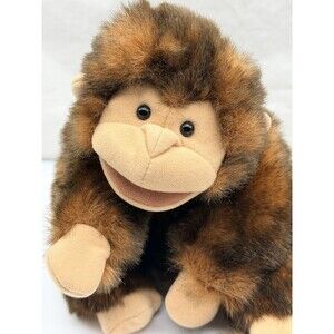Folkmanis Small Monkey Full Body Puppet 8” Plush Brown Chimp Long Tail Adorable